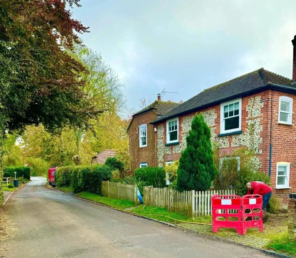 Brennan’s barriers and vehicle outside a residential property.