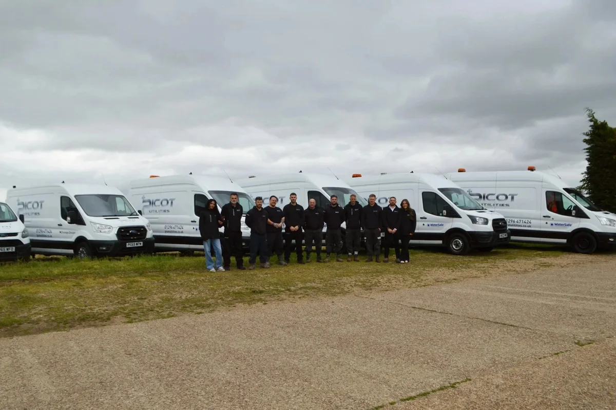 Picot’s team pictured alongside its fleet of service vehicles.